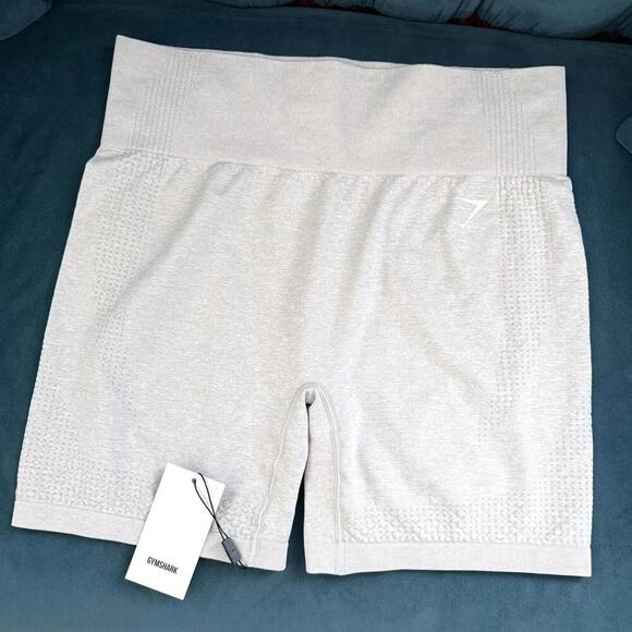 NWT Gymshark Vital Seamless Shorts Light Grey Marl XL High Waist Stretch Workout - Picture 1 of 8